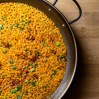 Arroz de sobrasada y judías verdes